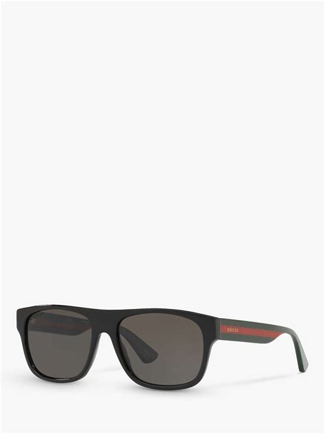 gucci gg0341s men s polarised rectangular sunglasses black grey at john lewis and partners