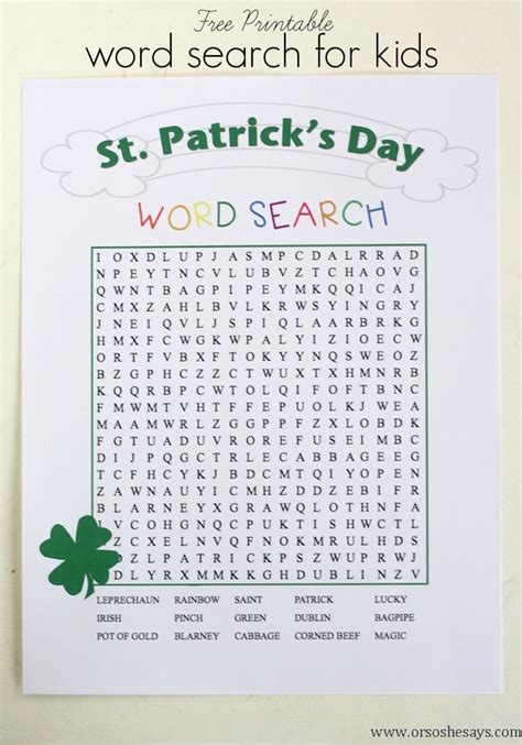 St Patricks Day Word Search She Liz Or So She Says
