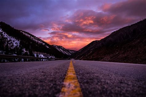 Download This Free Hd Photo Of Road Sunrise Asphalt And Open Road By