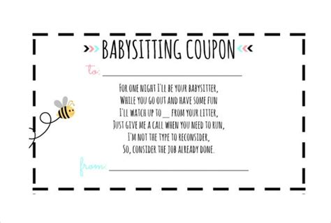 One Free Babysitting Coupon Template Hq Printable Documents