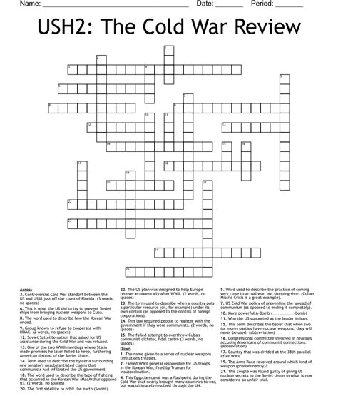Ush2 The Cold War Review Crossword Wordmint