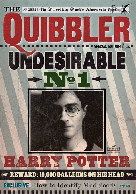 The Quibbler Cover With Harry As Undesirable No 1 From Dh Harry