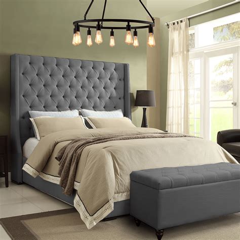 Queen headboard recycled pallet queen size bed sienna headboard 14 diy platform beds headboard made to fit either a king or queen size bed using a 90+ yr old door by vintage headboards. Ottoman Bed of Grey Tall Oxford Wingback | So Soft Beds