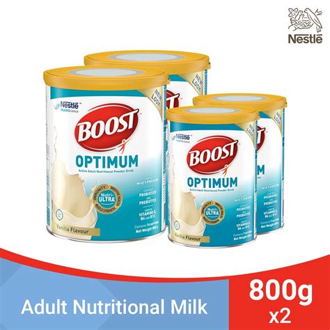 Nestle Boost Optimum Vanilla Adult Milk Powder 800g Pack Of 2 With 2