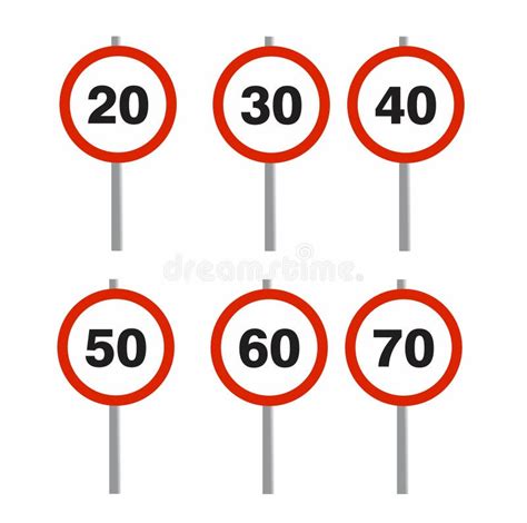 Road Signs Maximum Speed Limit Signs Vector Stock Illustration