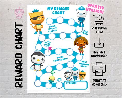 Octonauts Reward Chart For Kids Chart Printable Potty Chart Etsy