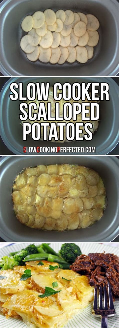 The first few times i made this i used extra sharp cheddar and parmesan cheeses and we thought it. Cheesy Slow Cooker Scalloped Potatoes | Recipe | Slow ...