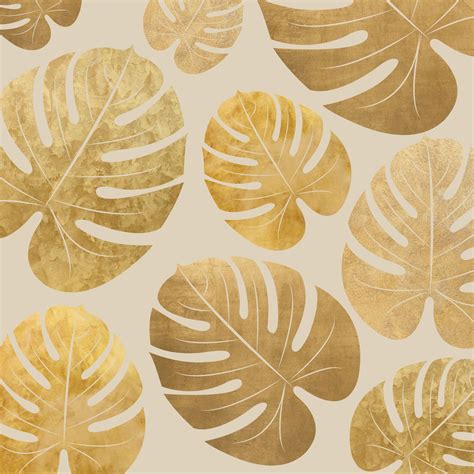 Golden Palm Leaves Glamour Wallpaper Happywall