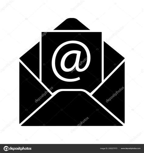 Mail Address Glyph Icon Envelope Arroba Sign Silhouette Symbol Negative