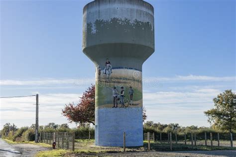 Ornate Painted Water Tower Against A Blue Sky Editorial Photo Image