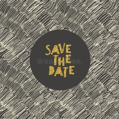 Hand Drawn Save The Date Card Gold Foil Letters Effect Stock Vector