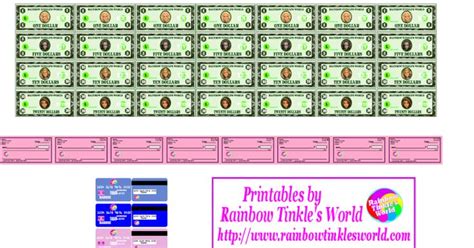 A Diy Free Printable For Barbie Money Checks And Credit Cards In