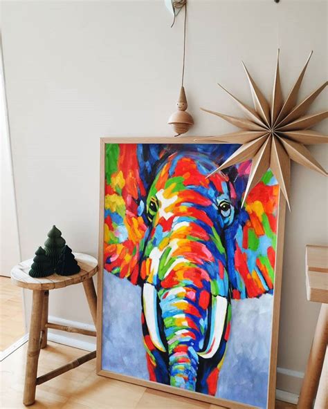 Bright Elephant Painting Elephant Canvas Art Original Acrylic Etsy