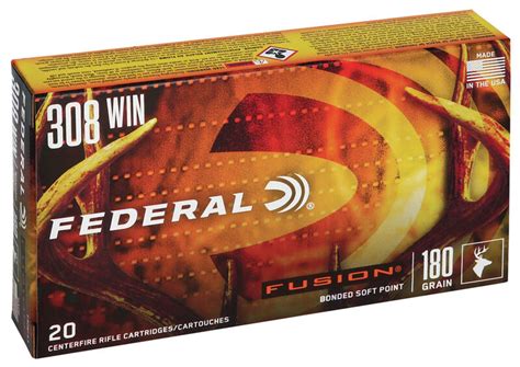 Federal Fusion Ammunition 308 Winchester 180 Grain Bonded Soft