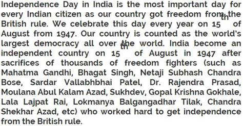 😀 Essay On Independence Day For Class 8 Simple Essay And Importance Of