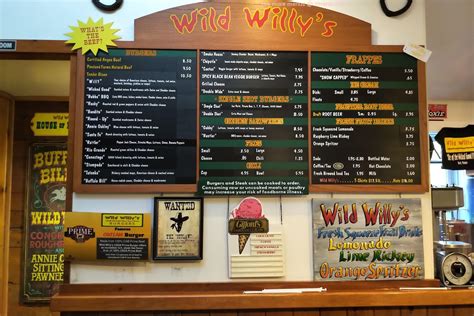 Menu At Wild Willys Burgers Restaurant York
