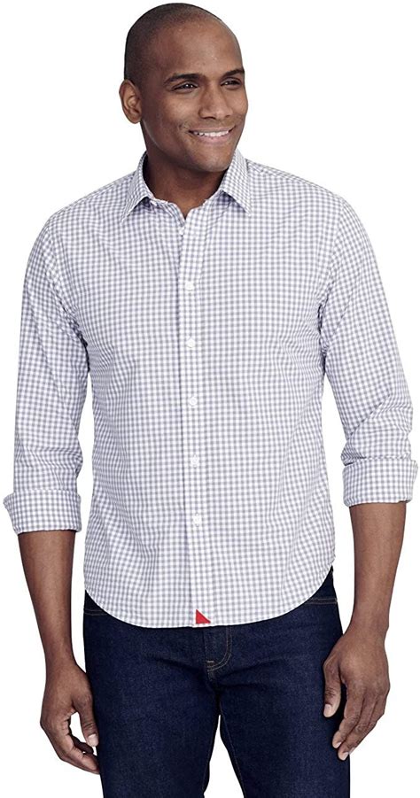Untuckit Dunn Untucked Shirt For Men Long Sleeve Grey Gingham At