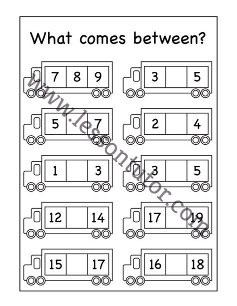 What Comes Between Worksheet Kindergarten 6 Lesson Tutor