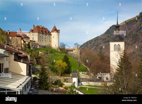 Medieval Town Of Gruyeres And Castle Canton Of Fribourg Switzerland