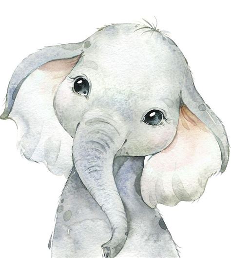 A Adorable Baby Elephant In Water Colors Millions Of Unique Designs