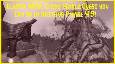 These videos are posted for the user's reference. Classic WoW: Every single quest you can do in Silithus ...