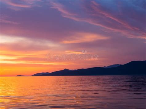 Beautiful Sunset In Adriatic Sea Montenegro Stock Photo Image Of