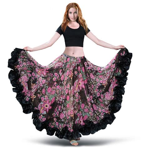 Buy Royal Smeelabelly Dance Skirt Flamenco Skirt Tribal Style Voile Maxi Skirts Big Swing Skirt