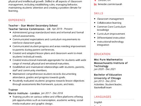 High School Teacher Resume Sample In 2024 Resumekraft