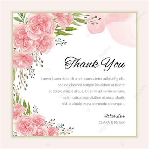 Bridal Thank You Card Template With Watercolor Carnation