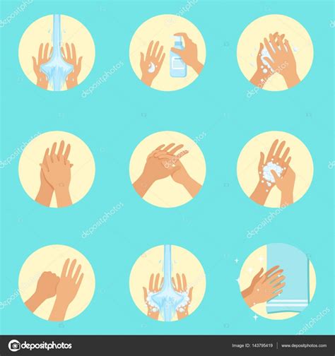 Handen Wassen Reeks Instructie Infographic Hygiëne Poster Voor Juiste