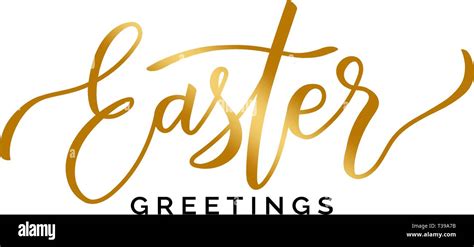 Easter Greetings Lettering In Gold Hand Written Calligraphy
