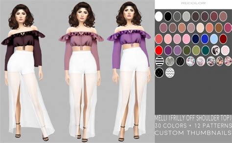 Melli Frilly Off Shoulder Top At Simply Simming Sims 4 Updates