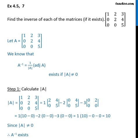 Ex 4.5, 7 - Find inverse of matrix (if it exists) - Chapter 4