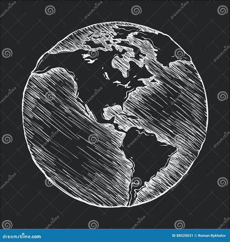 Hand Drawing Line Icon Globe Outline Drawing Stock Vector