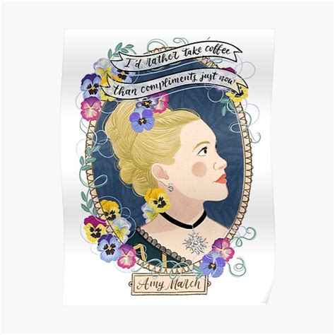 Little Women Potraits Amy March Botanical Illustration Poster For