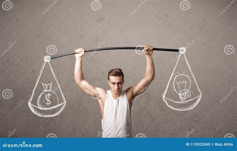 Muscular Man Trying To Get Balanced Stock Photo Image Of Body Debt