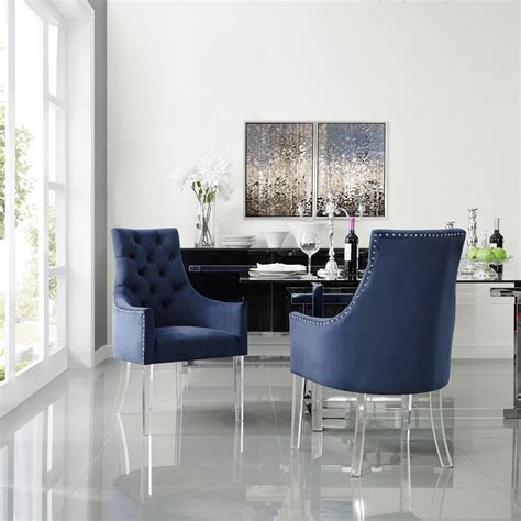 Shop our best selection of blue kitchen & dining room chairs to reflect your style and inspire your home. Judy Button Tufted Armed Dining Chair Set of 2 | Dining ...