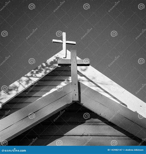 Two Crosses On The Roof Of A Church Stock Image Image Of Faith