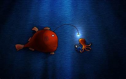Vladstudio Wallpapers Widescreen Cartoon Background Anglerfish Angler