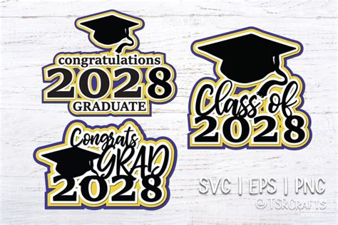 Class Of 2028 Svg And Sticker Bundle Layered Grad Designs