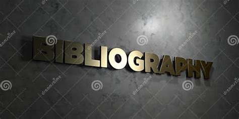 Bibliography Gold Text On Black Background 3d Rendered Royalty Free