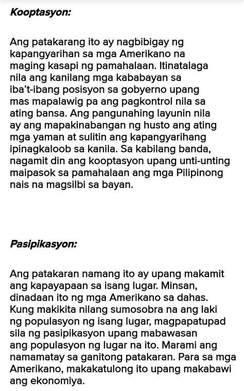 Paghambingin Ang Patakarang Kooptasyon At Patakarang Pasipikasyon Gamit