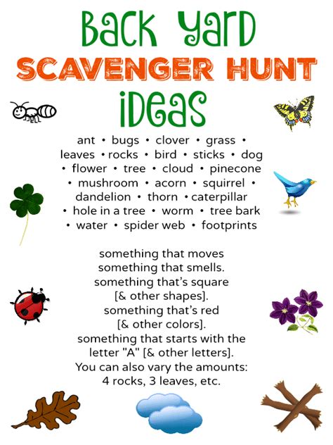 Backyard treasure hunting with secret codes. Back Yard Scavenger Hunt with Free Printable