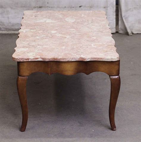 French Provincial Coffee Table With Rose Marble Top Olde Good Things