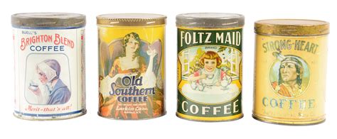 Lot Detail Lot Of 4 Early Coffee Tins