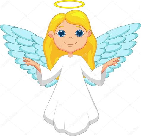 Little Cute Flying Angel Isolated On White Stock Vector Image By