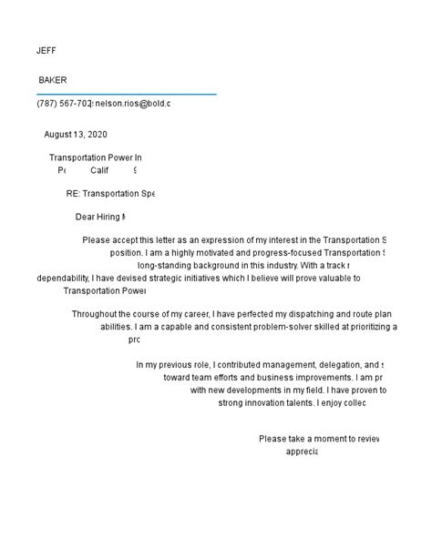 Fleet Manager Cover Letter Examples And Samples For 2024