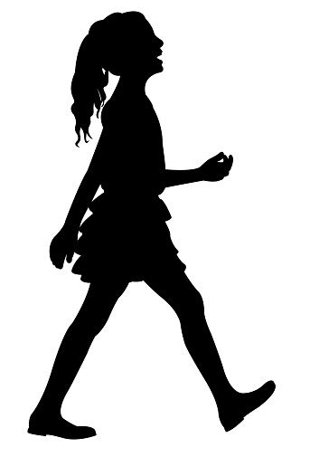 A Girl Walking Silhouette Vector Stock Illustration Download Image