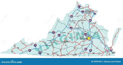 Virginia Interstate Map Stock Photo Image 9599340