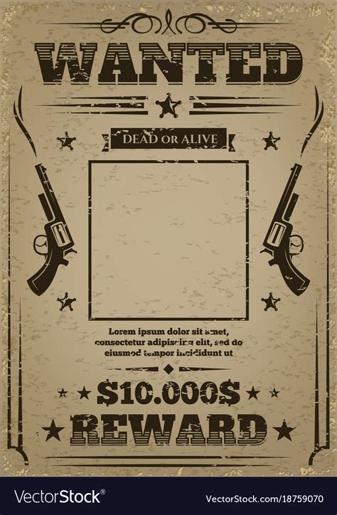 Wanted Poster With Rough Texture Royalty Free Vector Image